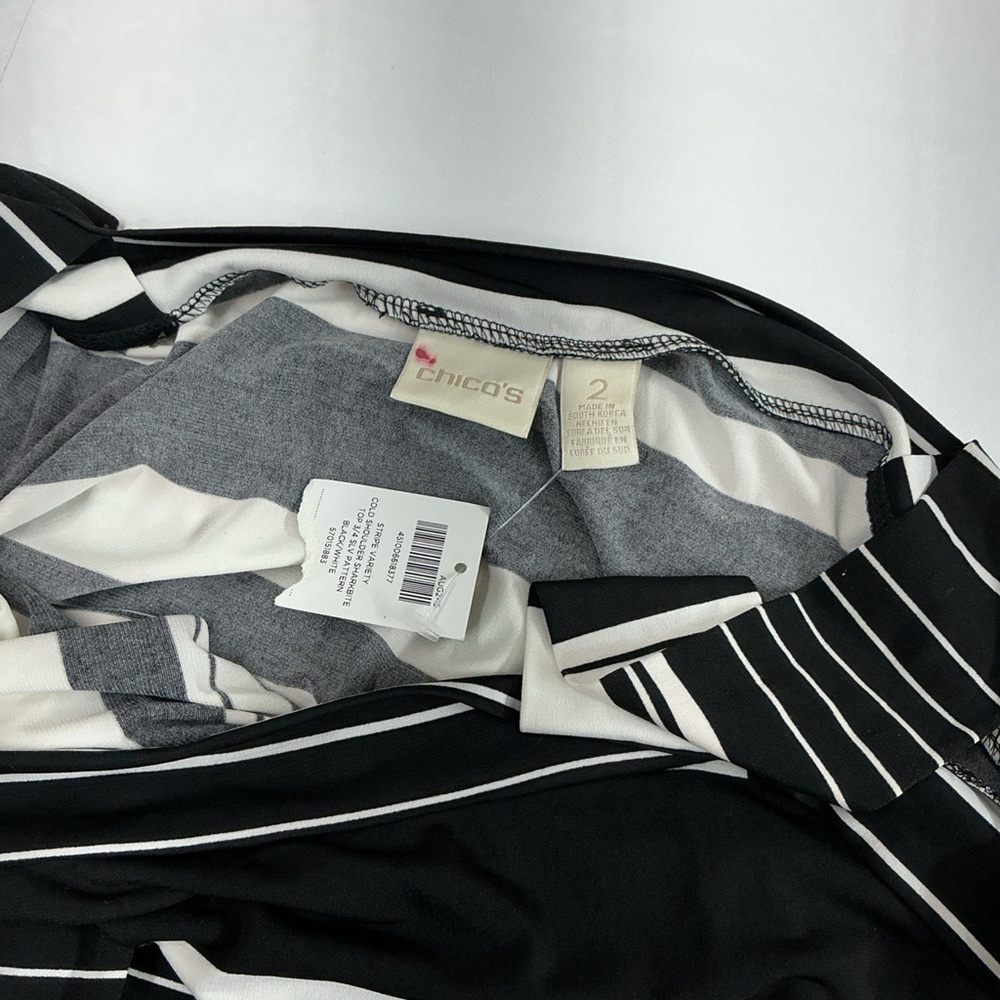 Chico's Monochrome Striped Top - Picture 3 of 4